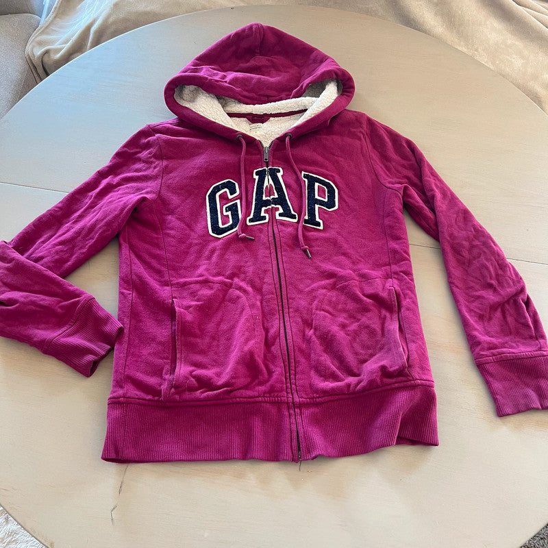 Gap M 38 veste sweat shirt capuche hoodie jacket Jacke jas fushia violet molletonné