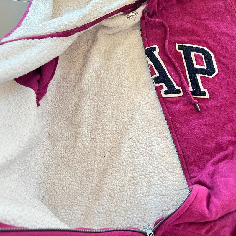 Gap M 38 veste sweat shirt capuche hoodie jacket Jacke jas fushia violet molletonné